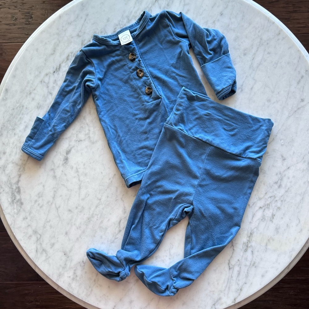 Lou Lou and Company Dean Top and Bottoms | Newborn | blue | set